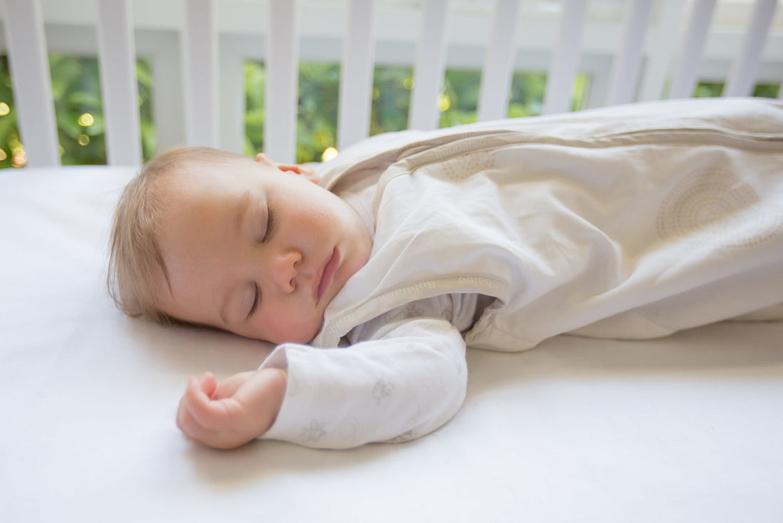 Baby sleeping in Bubbaroo baby sleeping bag