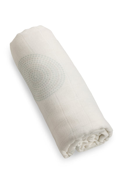 Bamboo Muslin Wrap Singles Teal Dot