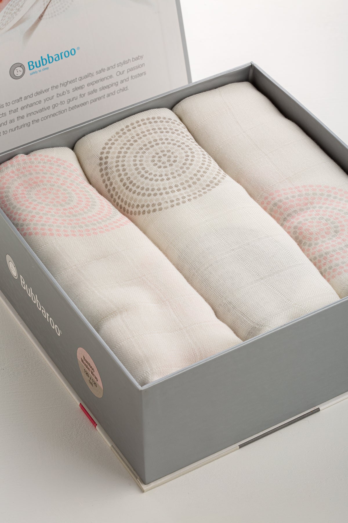 Bamboo Baby Muslin Wrap 3 Pack Pink/Mocha Dot