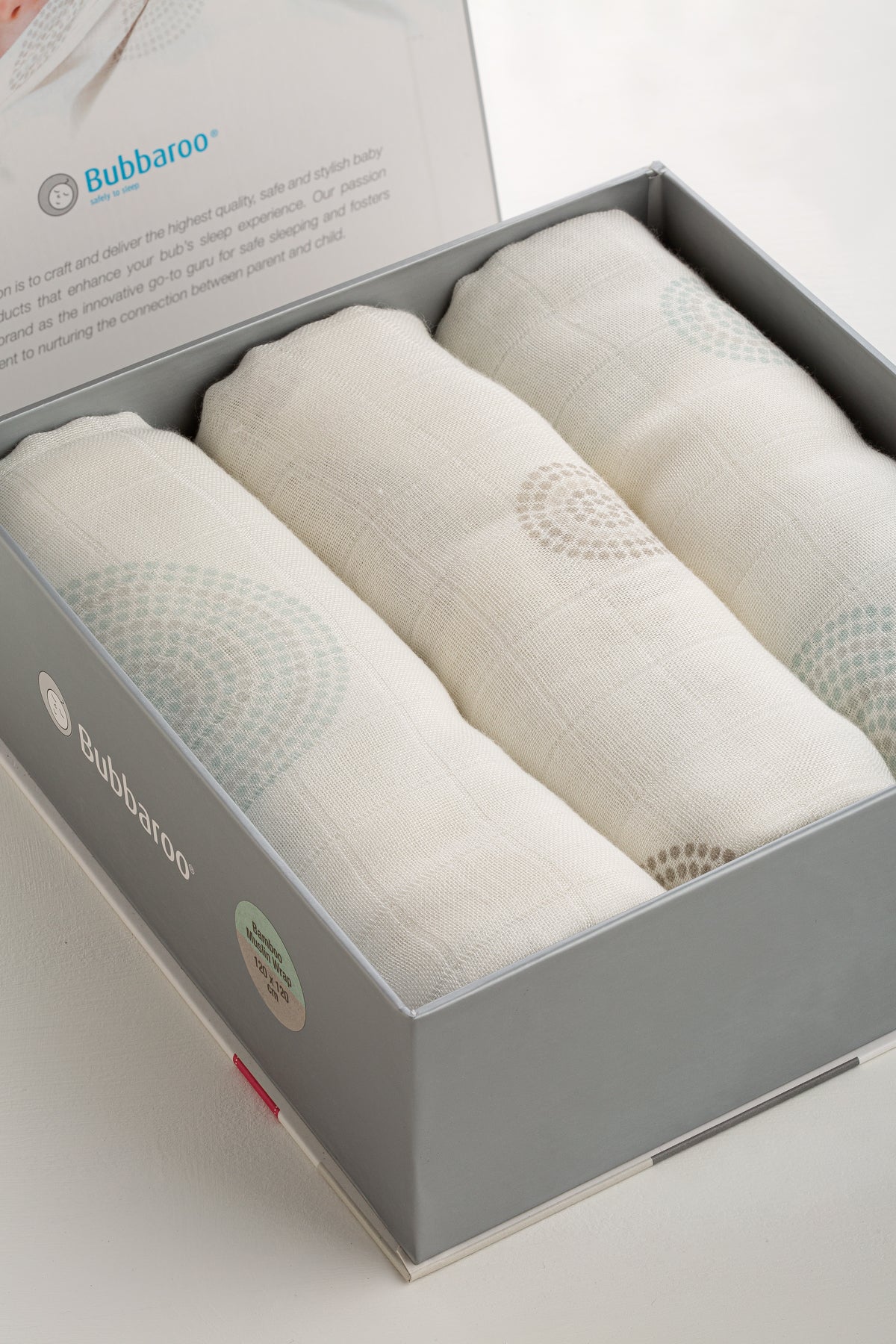 Bamboo Baby Muslin Wrap 3 Pack Teal/Mocha Dot