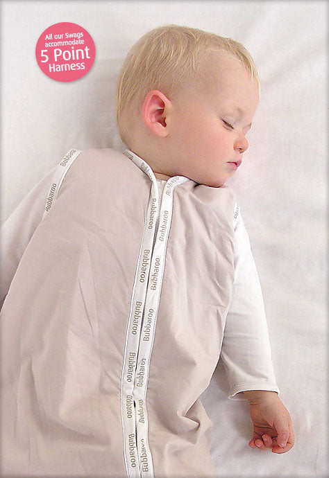 Bubbaroo Joey Swag Sleeping Bag Colour 1.0 TOG White with Stone Binding